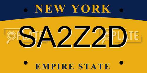 SA2Z2D New York License Plate