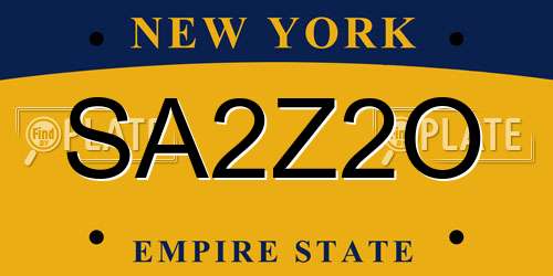 SA2Z2O New York License Plate
