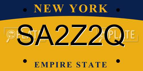 SA2Z2Q New York License Plate