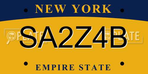SA2Z4B New York License Plate