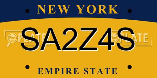 SA2Z4S New York License Plate
