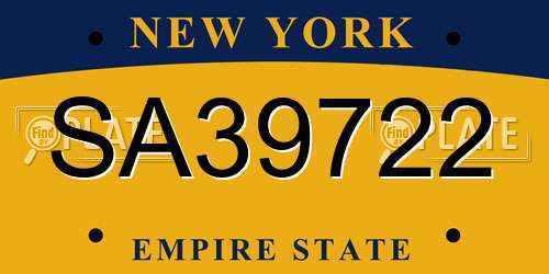 SA39722 New York License Plate