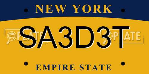 SA3D3T New York License Plate