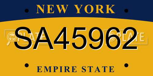 SA45962 New York License Plate