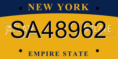 SA48962 New York License Plate