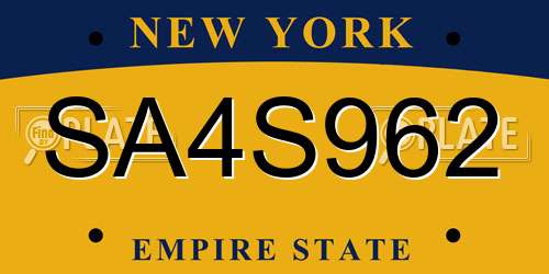 SA4S962 New York License Plate