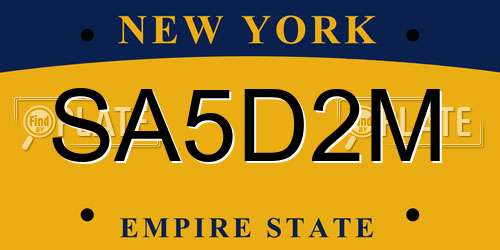SA5D2M New York License Plate