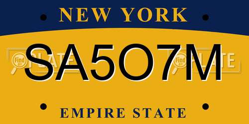 SA5O7M New York License Plate