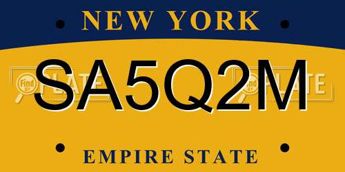 SA5Q2M New York License Plate