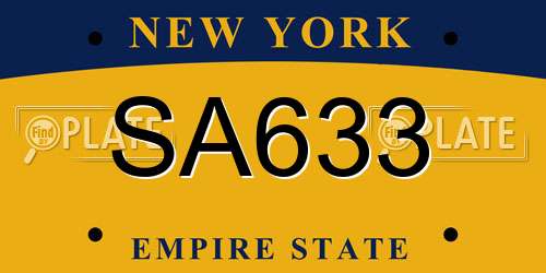 SA633 New York License Plate