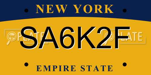 SA6K2F New York License Plate