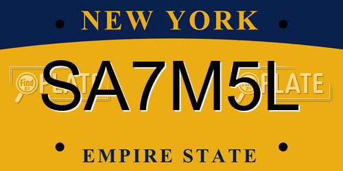 SA7M5L New York License Plate