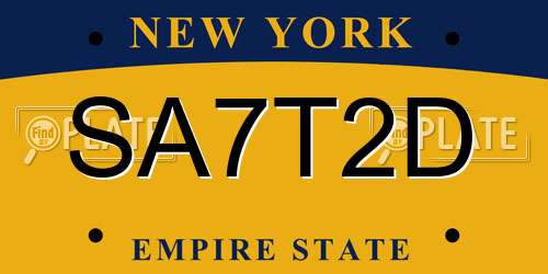 SA7T2D New York License Plate
