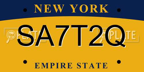 SA7T2Q New York License Plate