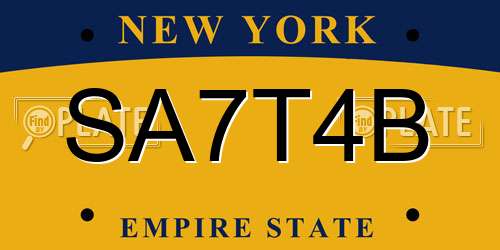 SA7T4B New York License Plate