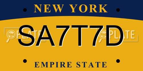SA7T7D New York License Plate