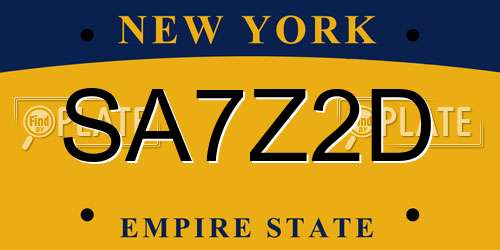 SA7Z2D New York License Plate