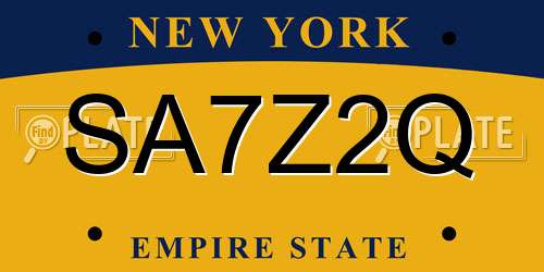 SA7Z2Q New York License Plate