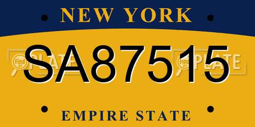 SA87515 New York License Plate