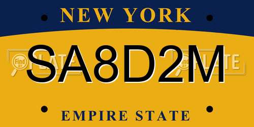 SA8D2M New York License Plate