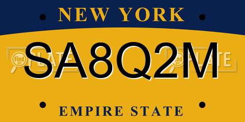SA8Q2M New York License Plate
