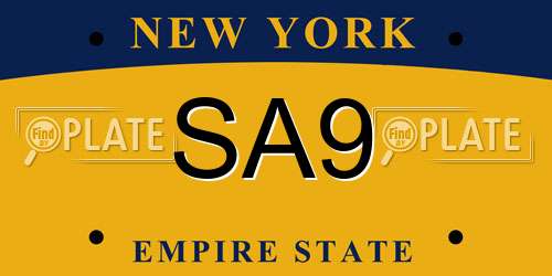 SA9 New York License Plate