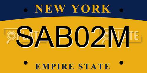 SAB02M New York License Plate