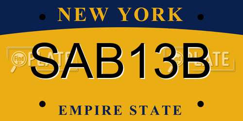SAB13B New York License Plate