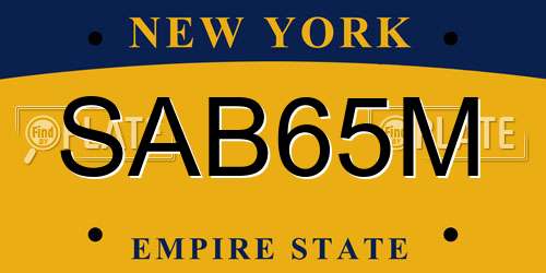 SAB65M New York License Plate