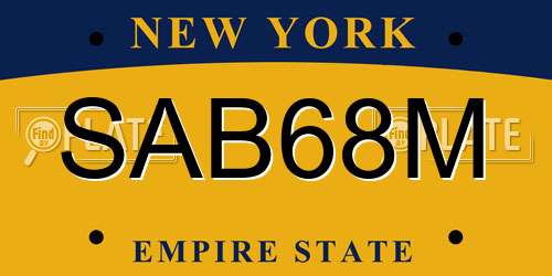 SAB68M New York License Plate