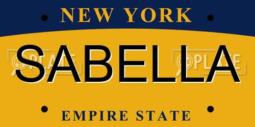 SABELLA New York License Plate