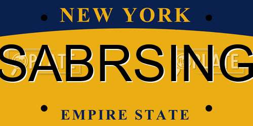 SABRSING New York License Plate