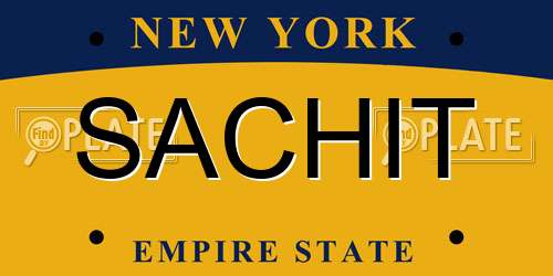SACHIT New York License Plate