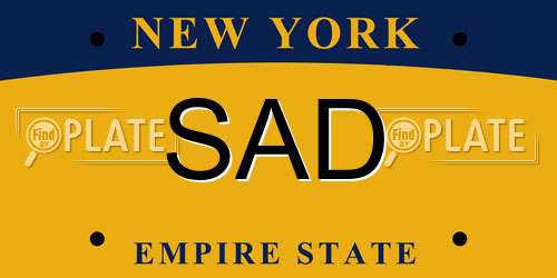SAD New York License Plate