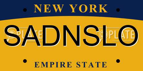 SADNSLO New York License Plate