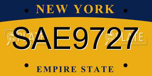 SAE9727 New York License Plate