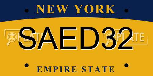 SAED32 New York License Plate