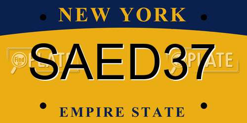 SAED37 New York License Plate