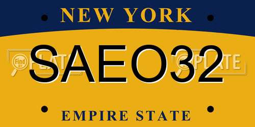 SAEO32 New York License Plate