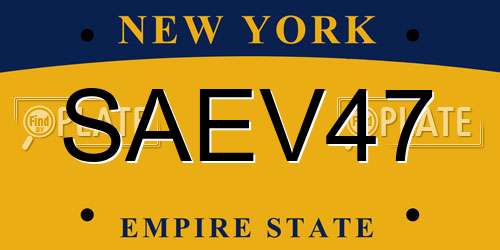 SAEV47 New York License Plate