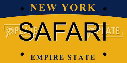 SAFARI New York License Plate