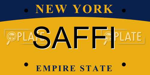 SAFFI New York License Plate