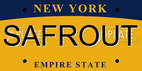 SAFROUT New York License Plate