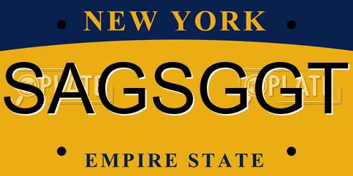 SAGSGGT New York License Plate