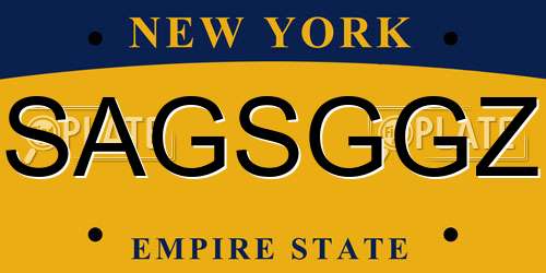 SAGSGGZ New York License Plate