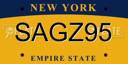 SAGZ95 New York License Plate