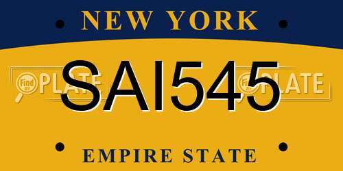 SAI545 New York License Plate