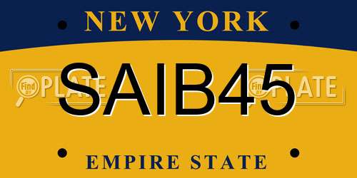 SAIB45 New York License Plate