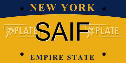 SAIF New York License Plate