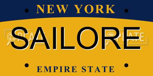 SAILORE New York License Plate